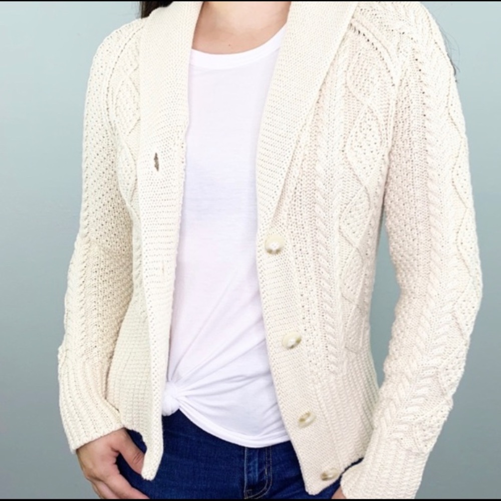 LLBean Signature Cotton Fisherman Cardigan Sweater